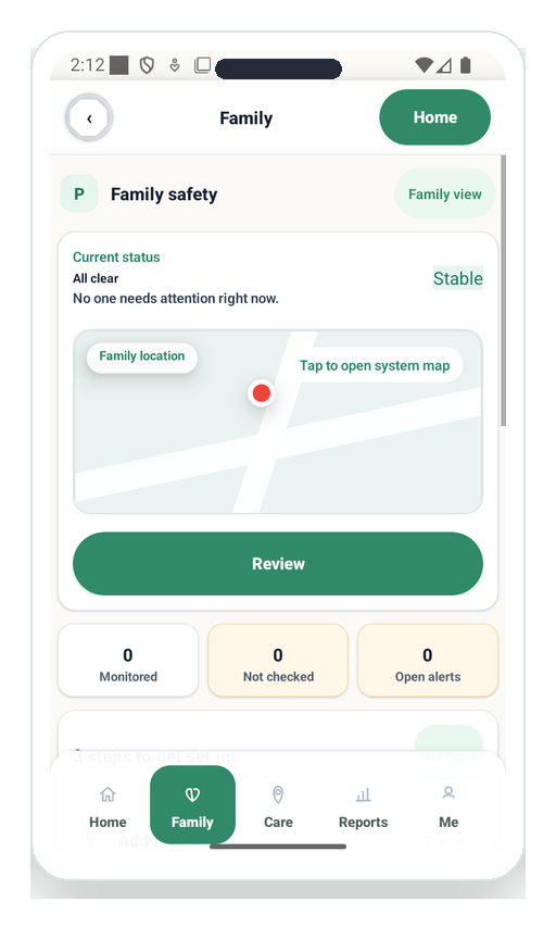 PeaceCheck Care family safety screen